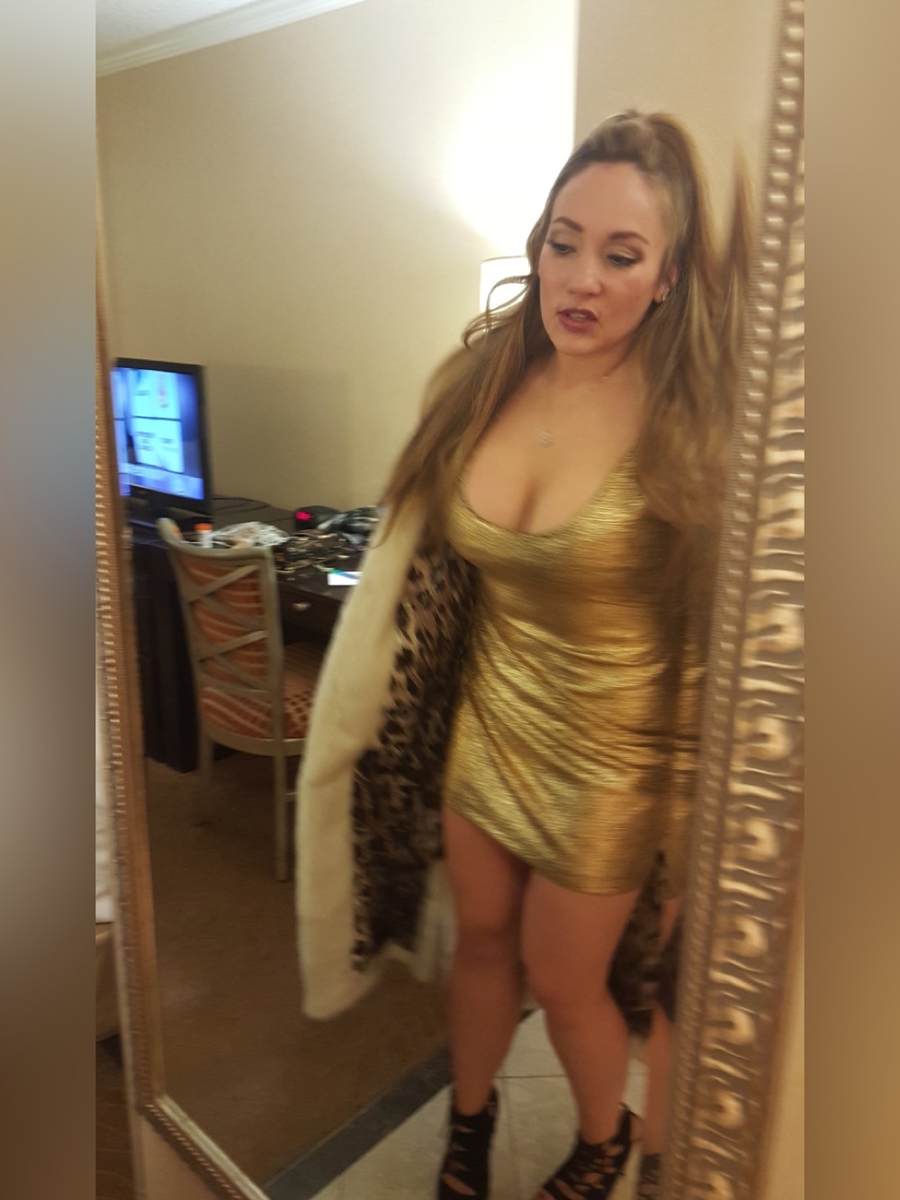 Vintage Gold Metallic Cocktail Dress Party Holiday Evening Size Large - Picture 3 of 9